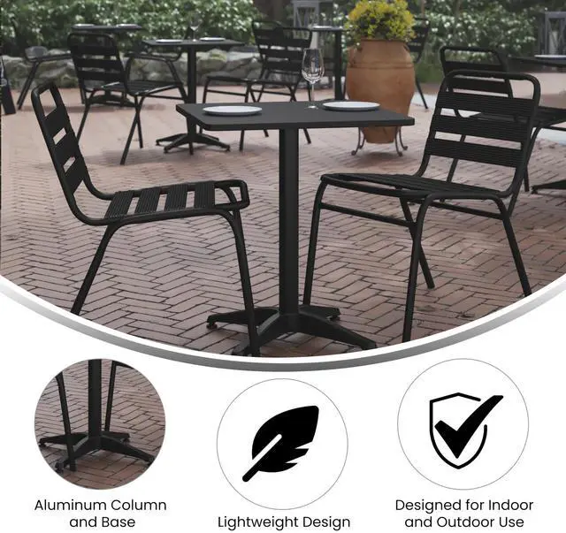 Alt view image 10 of 14 - Flash Furniture Mellie Metal Indoor-Outdoor Table with Base 23.5" Square (TLH0531BK)