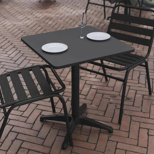 Alt view image 11 of 14 - Flash Furniture Mellie Metal Indoor-Outdoor Table with Base 23.5" Square (TLH0531BK)