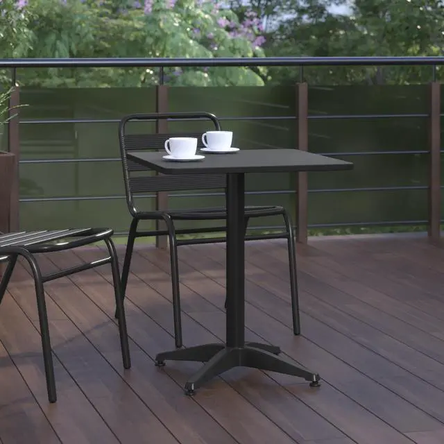 Alt view image 12 of 14 - Flash Furniture Mellie Metal Indoor-Outdoor Table with Base 23.5" Square (TLH0531BK)