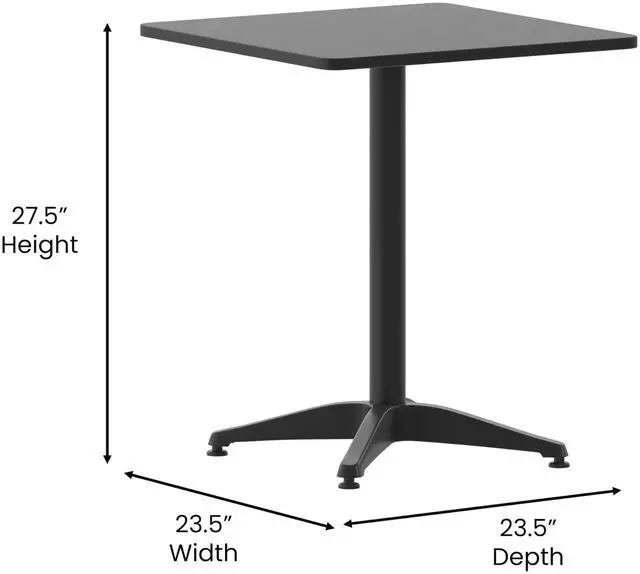 Alt view image 13 of 14 - Flash Furniture Mellie Metal Indoor-Outdoor Table with Base 23.5" Square (TLH0531BK)