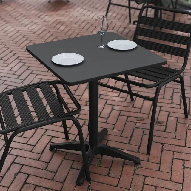 Alt view image 14 of 14 - Flash Furniture Mellie Metal Indoor-Outdoor Table with Base 23.5" Square (TLH0531BK)
