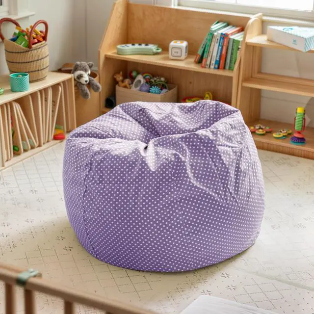 Alt view image 16 of 19 - Small Lavender Dot Bean Bag Chair for Kids and Teens