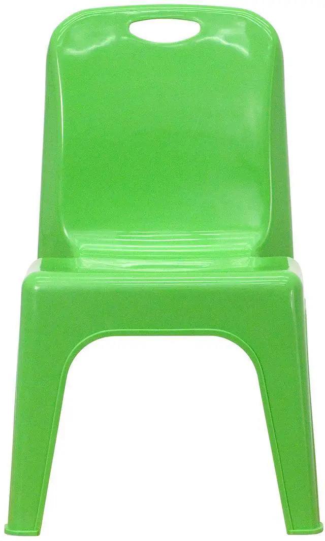 Alt view image 17 of 19 - 4 Pack Green Plastic Stackable School Chair with Carrying Handle and 11'' Seat Height