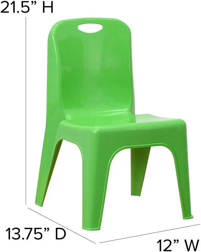 Alt view image 19 of 19 - 4 Pack Green Plastic Stackable School Chair with Carrying Handle and 11'' Seat Height