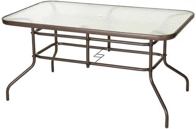 Main image of Flash Furniture Tory 31.5" x 55" Rectangular Tempered Glass Metal Table with Umbrella Hole, Bronze