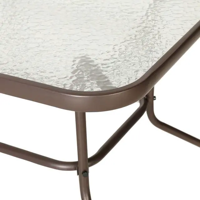 Alt view image 5 of 7 - Flash Furniture Tory 31.5" x 55" Rectangular Tempered Glass Metal Table with Umbrella Hole, Bronze