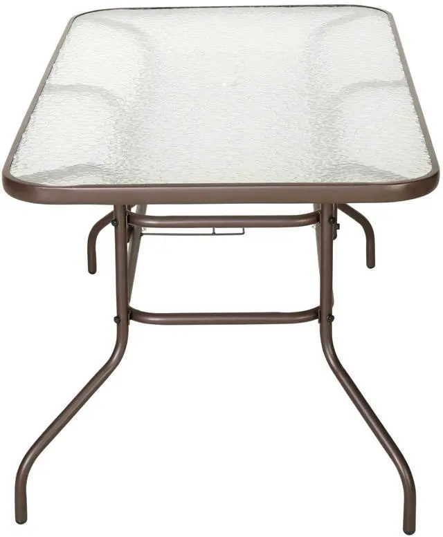 Alt view image 6 of 7 - Flash Furniture Tory 31.5" x 55" Rectangular Tempered Glass Metal Table with Umbrella Hole, Bronze