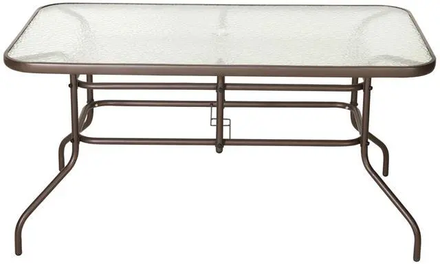 Alt view image 7 of 7 - Flash Furniture Tory 31.5" x 55" Rectangular Tempered Glass Metal Table with Umbrella Hole, Bronze