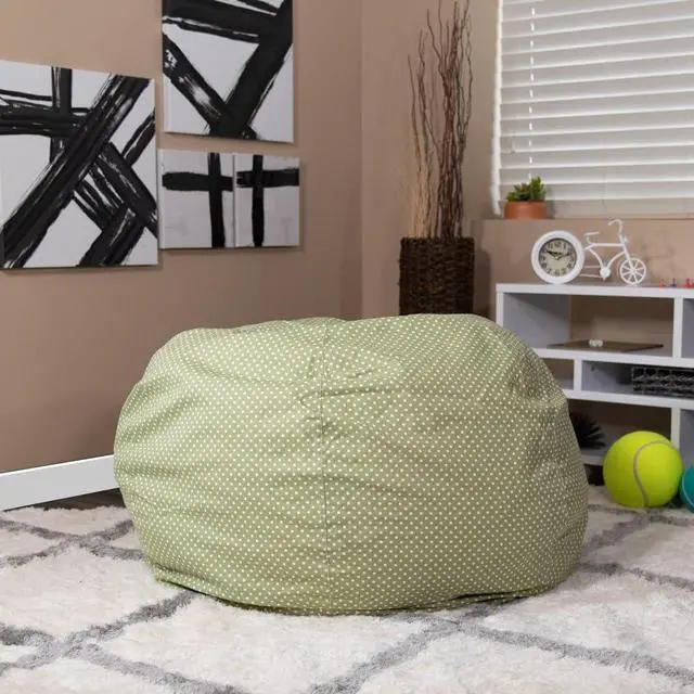 Alt view image 5 of 10 - Oversized Green Dot Bean Bag Chair for Kids and Adults