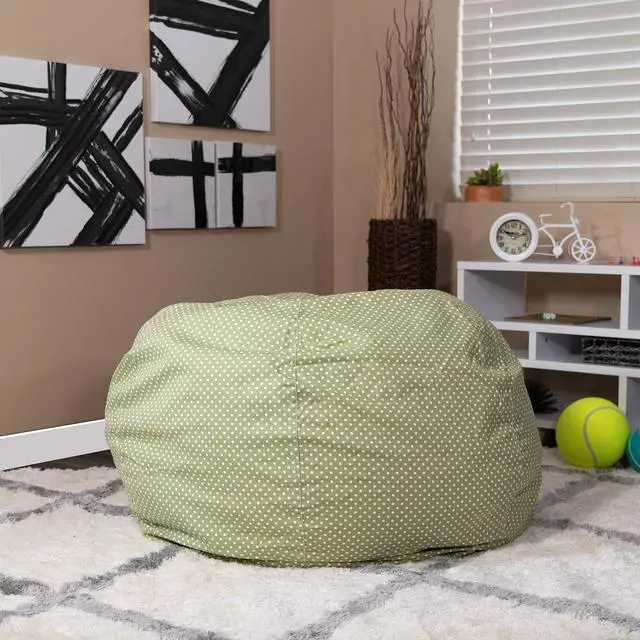Alt view image 7 of 10 - Oversized Green Dot Bean Bag Chair for Kids and Adults