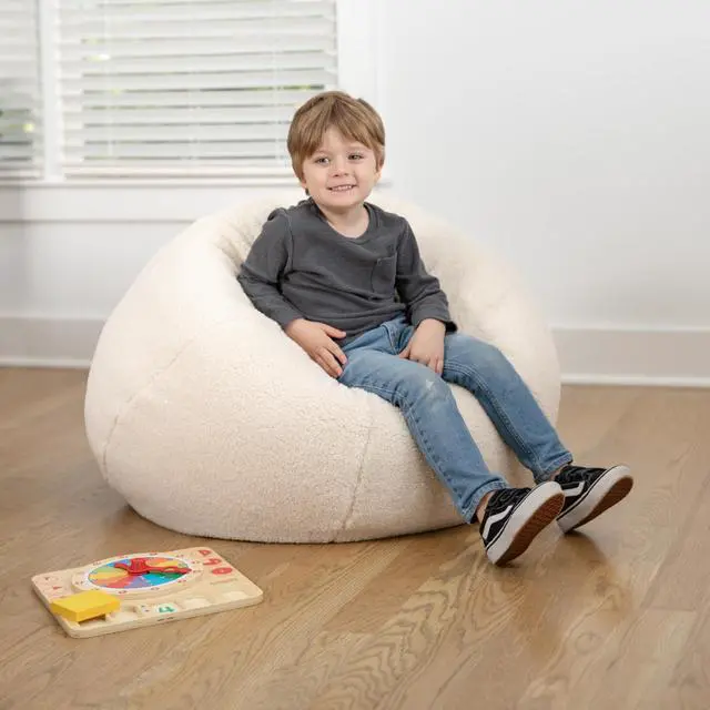 Alt view image 6 of 7 - Flash Furniture Dillon Sherpa Bean Bag Chair, Classic Refillable Bean Bag Chair for Kids and Teens, Small, Natural