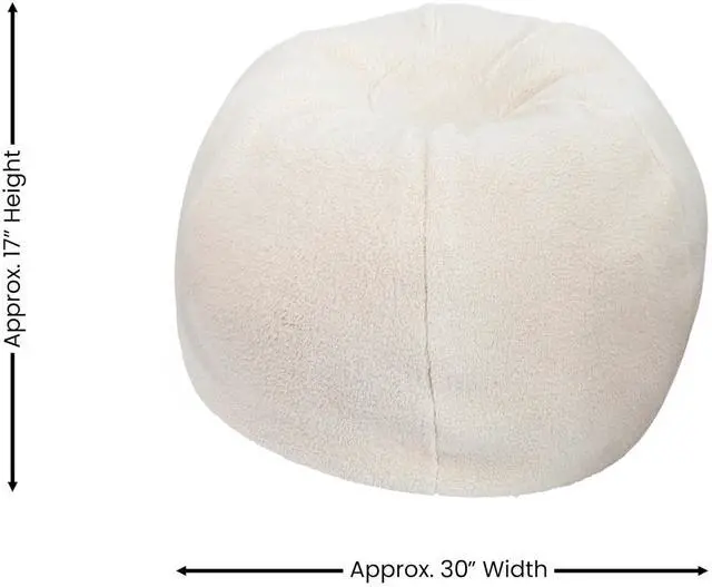 Alt view image 7 of 7 - Flash Furniture Dillon Sherpa Bean Bag Chair, Classic Refillable Bean Bag Chair for Kids and Teens, Small, Natural