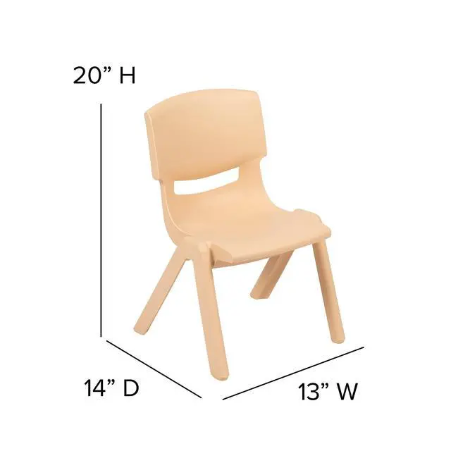 Alt view image 4 of 7 - 4 Pack Natural Plastic Stackable School Chair with 10.5" H Seat, Preschool Chair