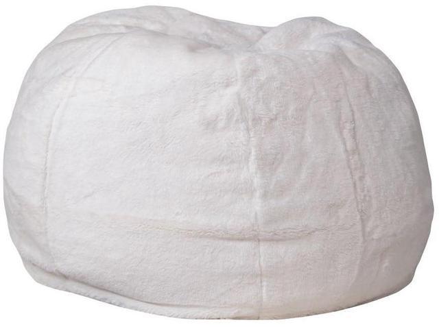 Alt view image 20 of 20 - Small White Furry Kids Bean Bag Chair
