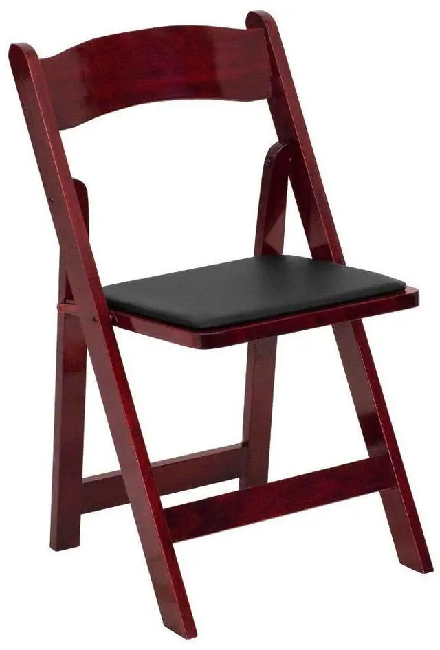 Alt view image 20 of 20 - 2 Pack HERCULES Series Mahogany Wood Folding Chair with Vinyl Padded Seat