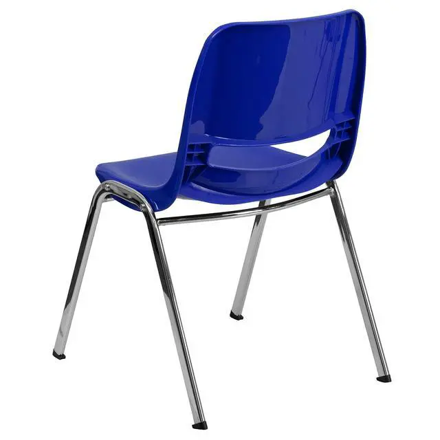 Alt view image 5 of 7 - HERCULES Series 440 lb. Capacity Kid's Navy Ergonomic Shell Stack Chair with Chrome Frame and 14" Seat Height | Chrome Frame, Ergonomic, Shell Seat, 440 LBS. Weight Capacity