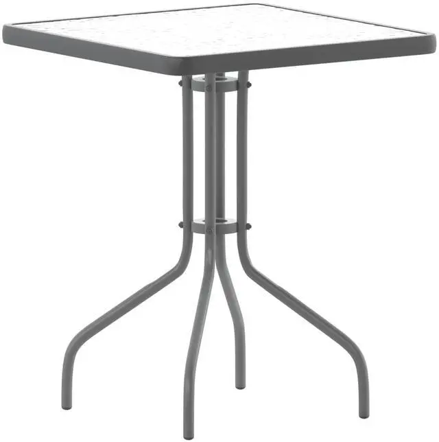 Alt view image 8 of 14 - Flash Furniture Barker Square Tempered Glass and Metal Table 23.5'' Silver (TLH073A1SV)