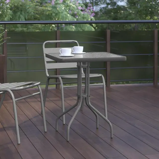 Alt view image 12 of 14 - Flash Furniture Barker Square Tempered Glass and Metal Table 23.5'' Silver (TLH073A1SV)