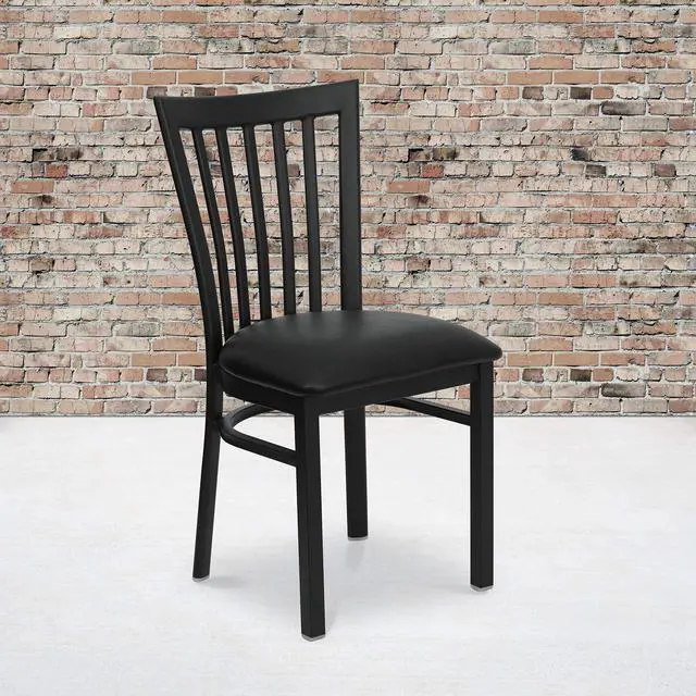 Alt view image 20 of 20 - HERCULES Series Black School House Back Metal Restaurant Chair - Black Vinyl Seat