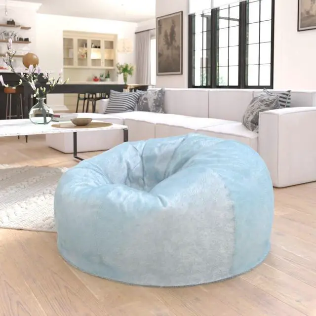 Alt view image 8 of 14 - Flash Furniture Duncan Furry Oversized Refillable Bean Bag Chair Teal (DGBEANLGFURTL)