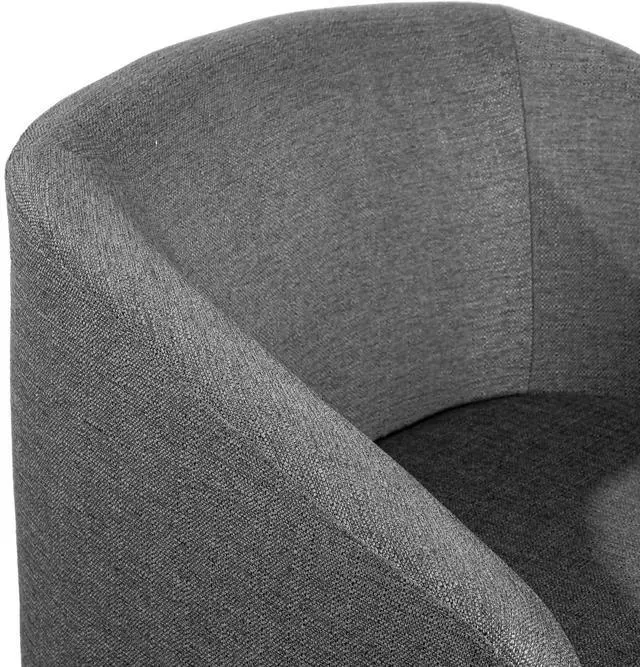 Alt view image 7 of 7 - Flash Furniture Landon Upholstered Barrel Chair, Commercial 360° Swivel Club Style Chair, Sloped Armrests, Woodgrain Vinyl Wrapped Metal Base, Dark Gray Fabric