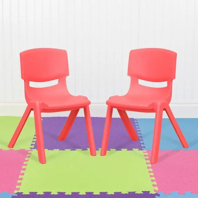 Alt view image 14 of 20 - 2 Pack Red Plastic Stackable School Chair with 12" Seat Height