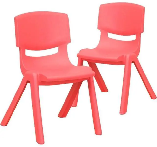 Alt view image 15 of 20 - 2 Pack Red Plastic Stackable School Chair with 12" Seat Height