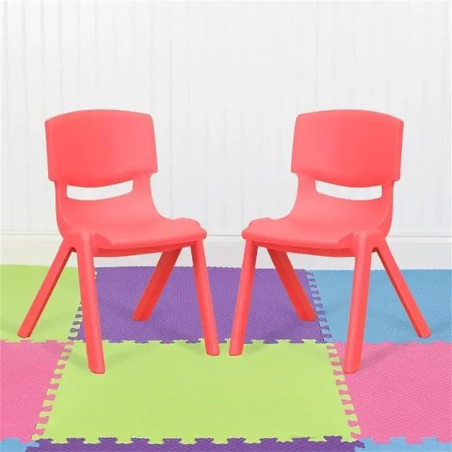 Alt view image 16 of 20 - 2 Pack Red Plastic Stackable School Chair with 12" Seat Height