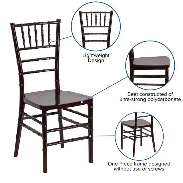 Alt view image 4 of 7 - HERCULES PREMIUM Series Mahogany Resin Stacking Chiavari Chair