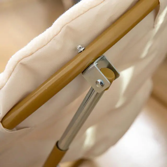 Alt view image 5 of 7 - Flash Furniture Gwen Kids Cozy Mini Folding Saucer Chair - Ivory Faux Fur Moon Chair - Soft Gold Metal Frame - 23" Portable Folding Chair For Living Room or Bedroom