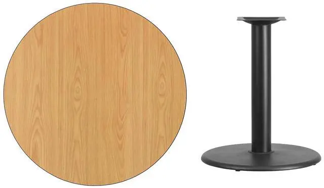 Alt view image 13 of 14 - Flash Furniture 36" Round Natural Laminate Table Top with 24" Round Table Height Base