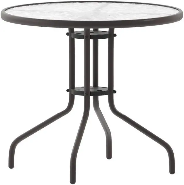 Alt view image 8 of 14 - Flash Furniture Bellamy Round Tempered Glass and Metal Table 31.5" Bronze (TLH0702BZ)