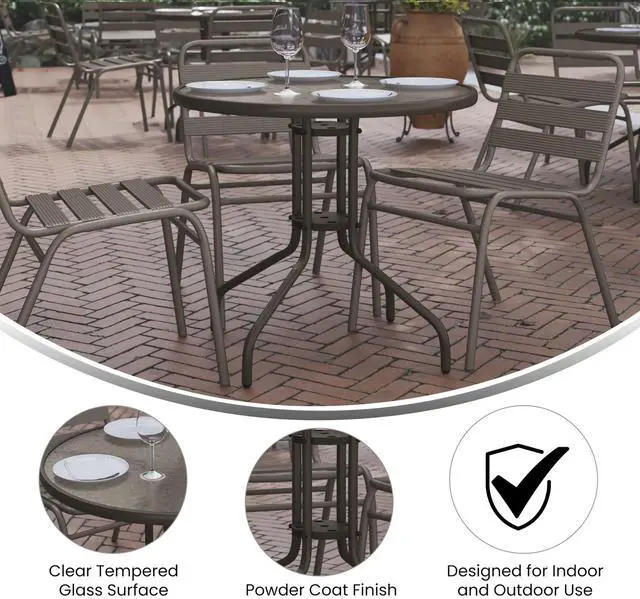 Alt view image 10 of 14 - Flash Furniture Bellamy Round Tempered Glass and Metal Table 31.5" Bronze (TLH0702BZ)