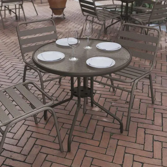 Alt view image 11 of 14 - Flash Furniture Bellamy Round Tempered Glass and Metal Table 31.5" Bronze (TLH0702BZ)