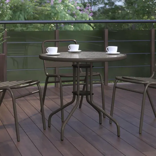 Alt view image 12 of 14 - Flash Furniture Bellamy Round Tempered Glass and Metal Table 31.5" Bronze (TLH0702BZ)