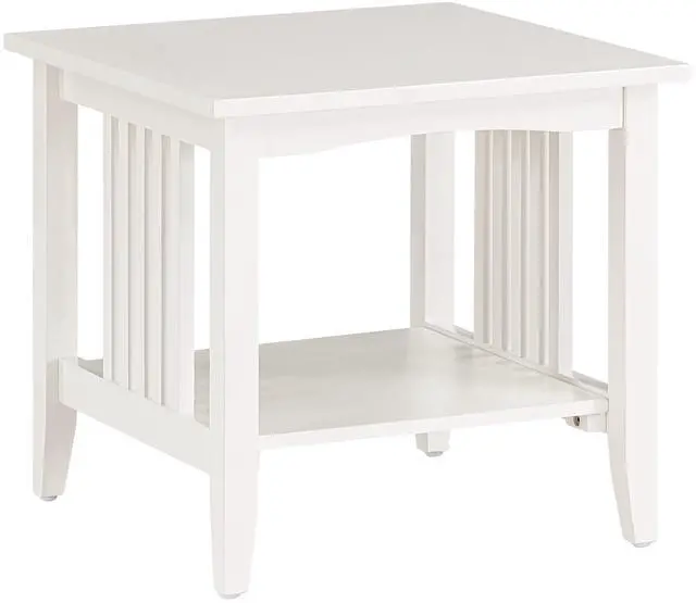 Main image of Office Depot Home Furnishings Sierra End Table with Lower Storage Shelf and Mission Style Side Panels, White