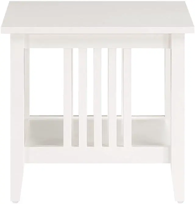 Alt view image 4 of 7 - Office Depot Home Furnishings Sierra End Table with Lower Storage Shelf and Mission Style Side Panels, White