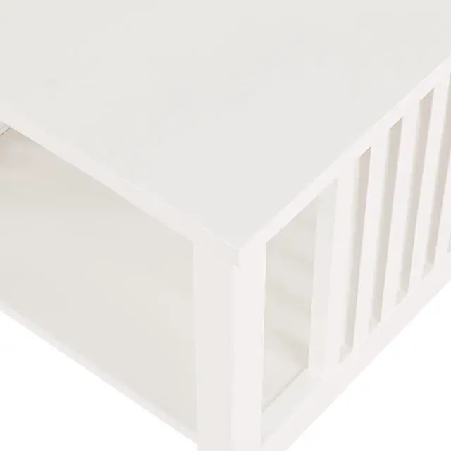 Alt view image 6 of 7 - Office Depot Home Furnishings Sierra End Table with Lower Storage Shelf and Mission Style Side Panels, White