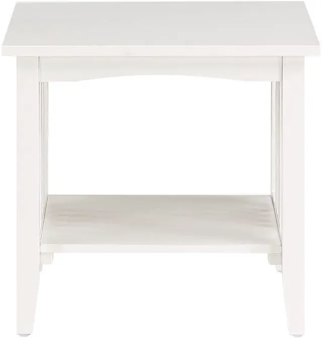 Alt view image 5 of 7 - Office Depot Home Furnishings Sierra End Table with Lower Storage Shelf and Mission Style Side Panels, White