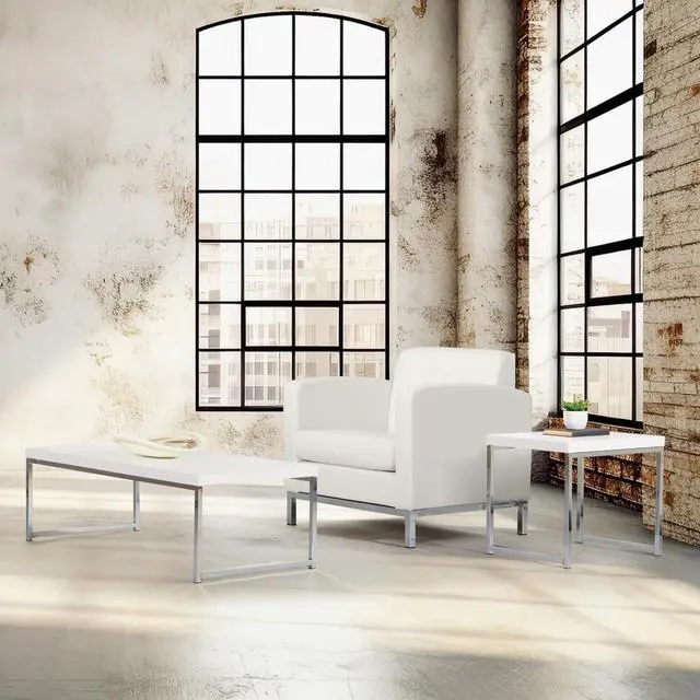 Alt view image 2 of 3 - AVENUESIX OSP Home Furnishings Wall Street End Table with Chrome Base, White