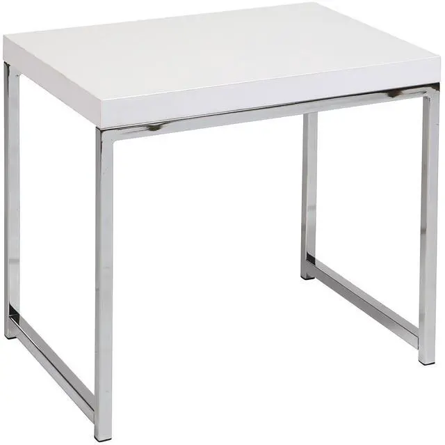 Main image of AVENUESIX OSP Home Furnishings Wall Street End Table with Chrome Base, White
