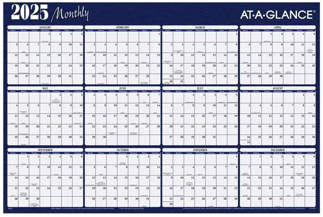 Alt view image 6 of 8 - 2025 AT-A-GLANCE® Horizontal Reversible Erasable Yearly Wall Calendar, 48" x 32", Red/Blue, January To December