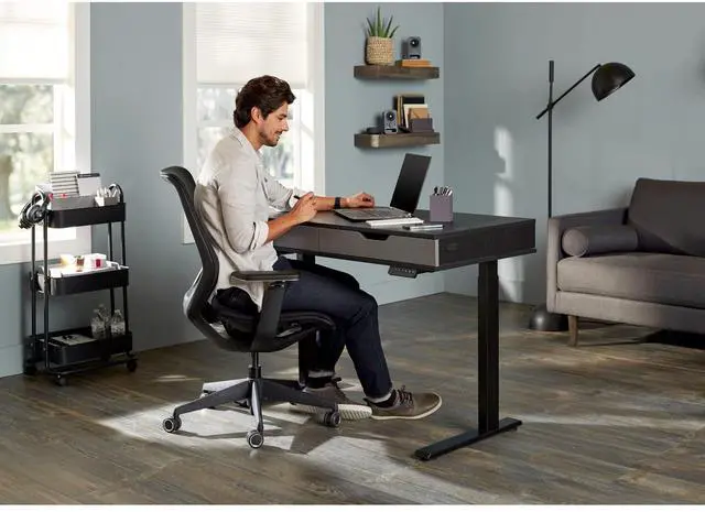 Alt view image 4 of 7 - Realspace® Smart Electric 48"W Height-Adjustable Standing Desk, Black/Gray