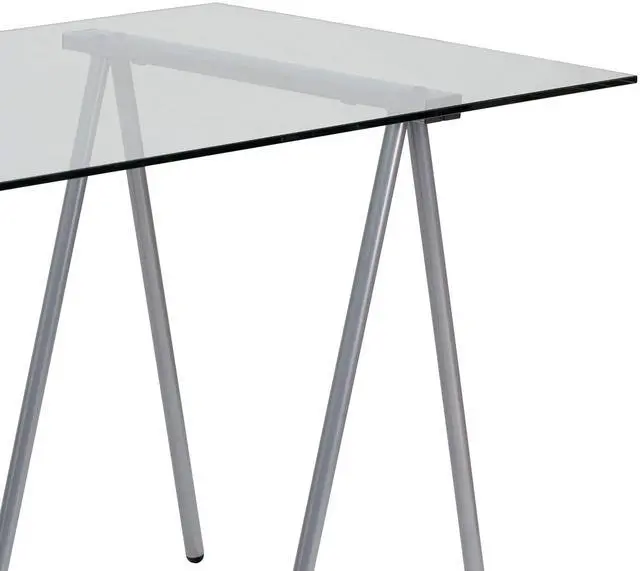 Alt view image 10 of 10 - Glass Computer Desk with Silver Metal Frame
