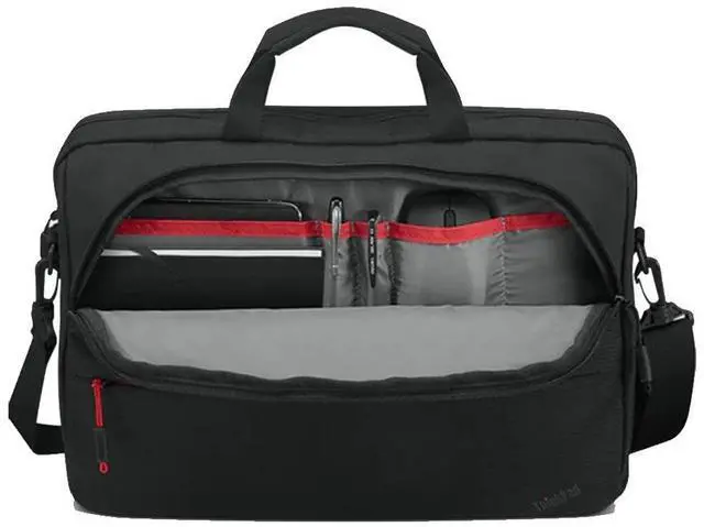 Alt view image 9 of 11 - lenovo carrying case for 13" to 14" - black - polyester, polyethylene terephthalate (pet) - shoulder strap - 10.4" height x 14.6" width x 2" depth