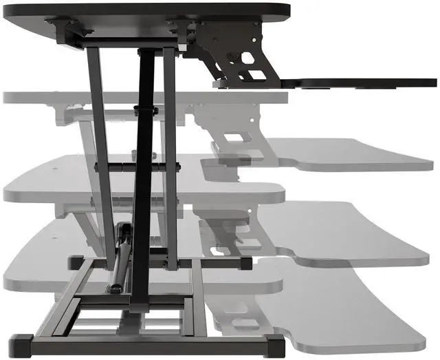 Alt view image 7 of 7 - Realspace® P10 Pneumatic Standing Desk Riser Converter with Keyboard Tray, 20"H x 31-1/2"W x 25"D, Black