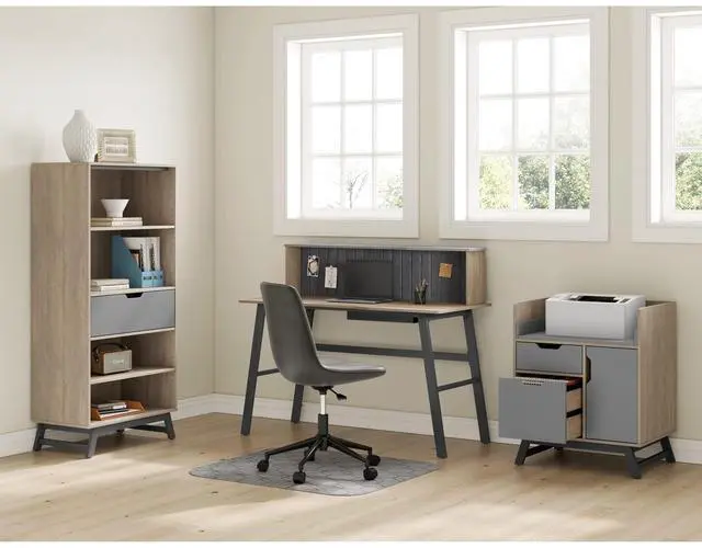 Alt view image 4 of 7 - Realspace® Nashira 27"W Printer Stand With Charging Station, Light Oak/Gray