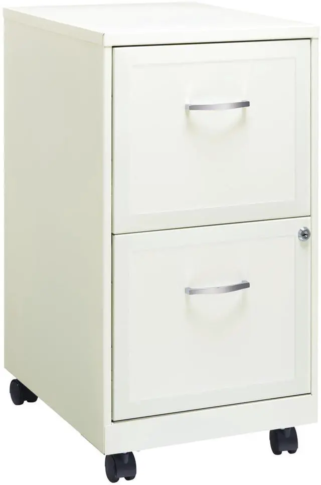 Alt view image 2 of 7 - Realspace 18"D SOHO Vertical Letter-Size Mobile File Cabinet, 2 Drawers, Pearl White