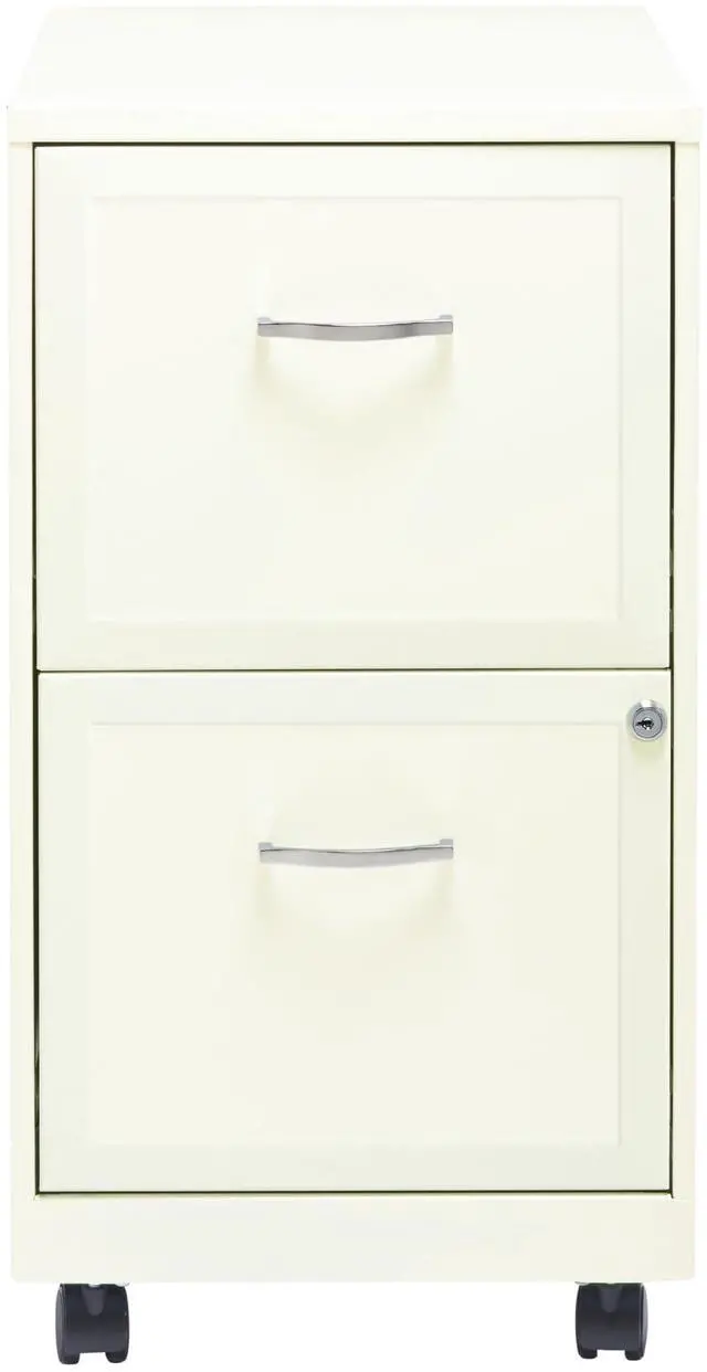 Alt view image 3 of 7 - Realspace 18"D SOHO Vertical Letter-Size Mobile File Cabinet, 2 Drawers, Pearl White