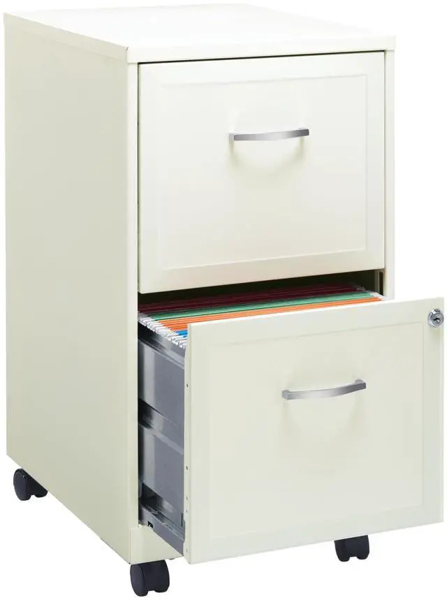 Alt view image 4 of 7 - Realspace 18"D SOHO Vertical Letter-Size Mobile File Cabinet, 2 Drawers, Pearl White